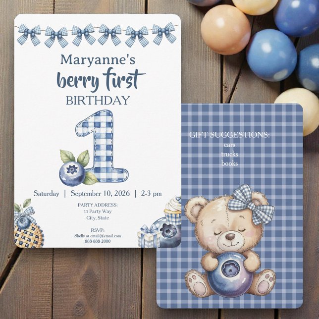 Invitación Child's Blueberry Berry First Birthday Invitation (Subido por el creador)
