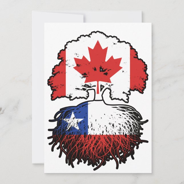 Invitación Chile Chile Bandera de raíces de árbol canadiense  (Anverso)