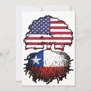 Invitación Chile Chileno estadounidense bandera de raíces de