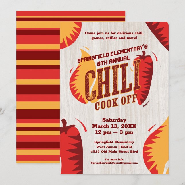 Invitación Chili Cook Off | Concurso de Cocina BBQ (Anverso / Reverso)