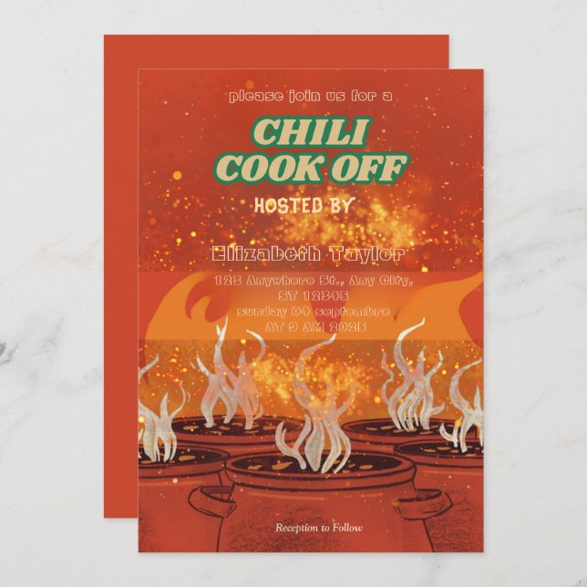Invitación Chili Cook Off Party Invitation (Anverso / Reverso)