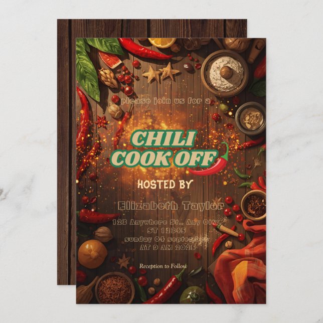 Invitación Chili Cook Off Party Invitation (Anverso / Reverso)