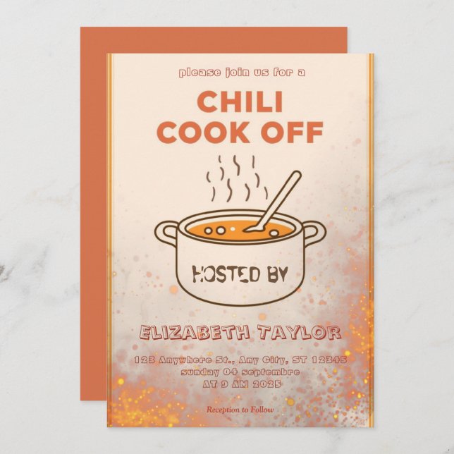 Invitación Chili Cook Off Party Invitation (Anverso / Reverso)