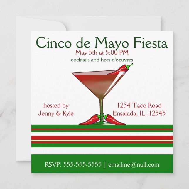 Invitación Chilitini Cinco de Mayo Fiesta Fiesta (Anverso)