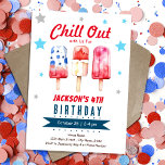 Invitación Chill Out Kids Summer Ice Pop Cumpleaños<br><div class="desc">El tema del cumpleaños de los niños en verano. Fácil de personalizar. También disponible como descarga digital! Primavera,  fiestas de verano Popsicle,  Chill Out,  golosinas,  fiesta de cumpleaños del 4 de julio</div>