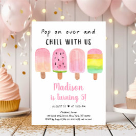 Invitación Chill Rosa Popsicle Con Nosotros Cumpleaños
