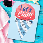 Invitación Chill Snow Cone Kids Birthday<br><div class="desc">Celebra el día especial de tu cariño con esta invitación de cumpleaños Let's Chill Snow Cone Kids. Este Invite presenta un gran cono de nieve contra un fondo azul claro. Lo inverso es un patrón de Nieve. Puede personalizar más adelante haciendo clic en el botón "PERSONALIZAR". Artículos coincidentes en nuestra...</div>