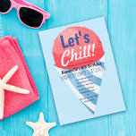 Invitación Chill Snow Cone Kids Birthday<br><div class="desc">Celebra el día especial de tu cariño con esta invitación de cumpleaños Let's Chill Snow Cone Kids. Este Invite presenta un gran cono de nieve contra un fondo azul claro. Lo inverso es un patrón de Nieve. Puede personalizar más adelante haciendo clic en el botón "PERSONALIZAR". Artículos coincidentes en nuestra...</div>