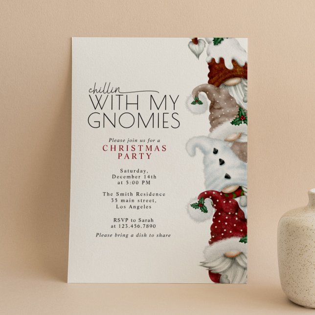 Invitación Chillin Con Mi Fiesta De Navidades De Gnomies (Subido por el creador)