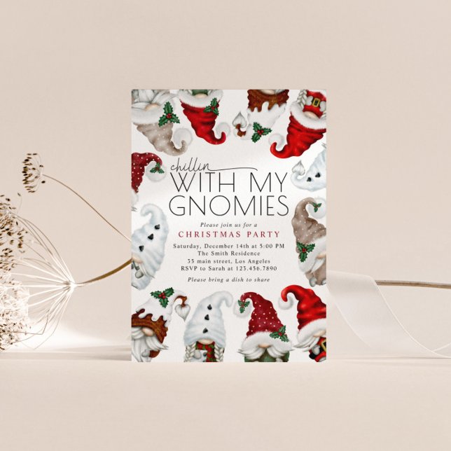 Invitación Chillin Con Mi Fiesta De Navidades De Gnomies (Subido por el creador)