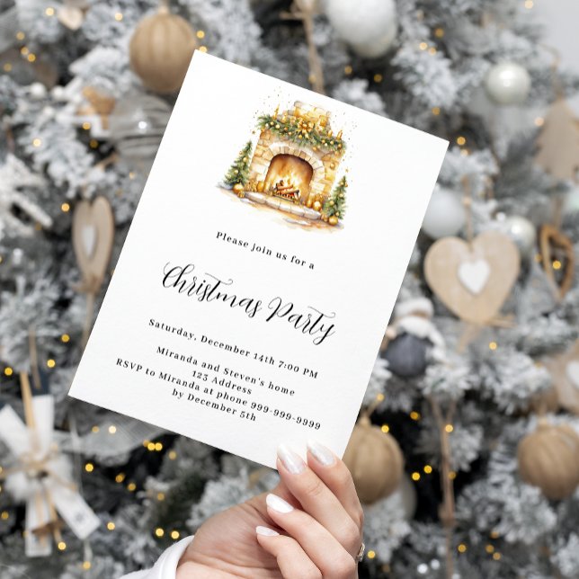 Invitación Chimenea acogedor árbol de casa Fiesta de Navidade (Subido por el creador)