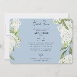 Invitación Chimenea Azul Goteando Hortensias Blancas Despedid