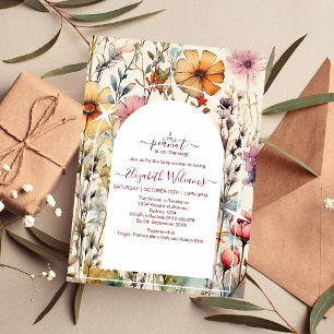 Invitación Chimenea Botánico Aquarela Flores Silvestres Baby 