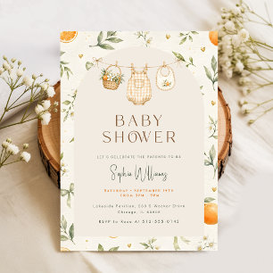 Invitación Chimenea Citrus Floral Naranja Baby Shower