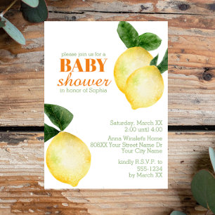 Invitación Chimenea de Acuarela de Limones para Baby Shower