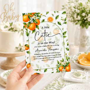Invitación Chimenea de Acuarela Naranja para Baby Shower