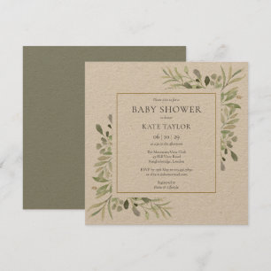 Invitación Chimenea de Acuarela Rústica para Baby Shower
