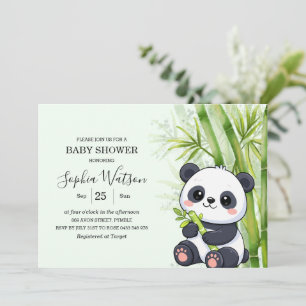 Invitación Chimenea de Bambú para Baby Shower de Oso Panda