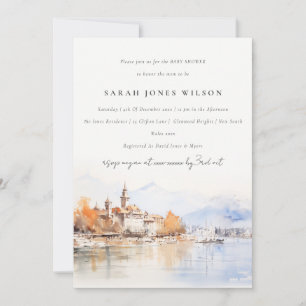 Invitación Chimenea de bebé del paisaje de Montreux Suiza