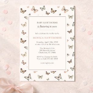 Invitación Chimenea de bebé minimalista de mariposa de acuare