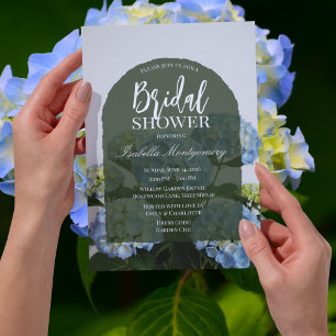 Invitación Chimenea de boda de hortensias azules elegante mod