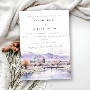 Invitación Chimenea de boda de paisaje acuarela en Boise, Ida