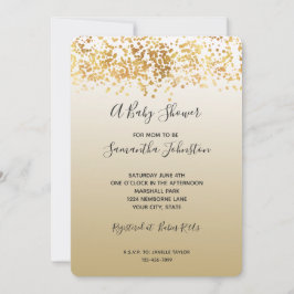 Invitación Chimenea de Confeti Ombre Dorado para Baby Shower