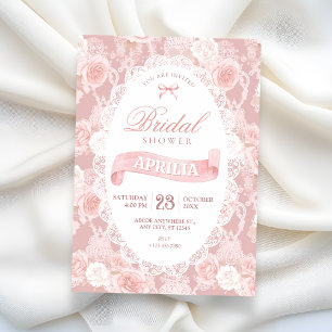 Invitación Chimenea de flores pastel rosa para boda
