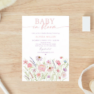 Invitación Chimenea de flores silvestres pastel para baby sho