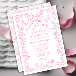 Invitación Chimenea de Jouy Chinoiserie Mariposas Baby Shower