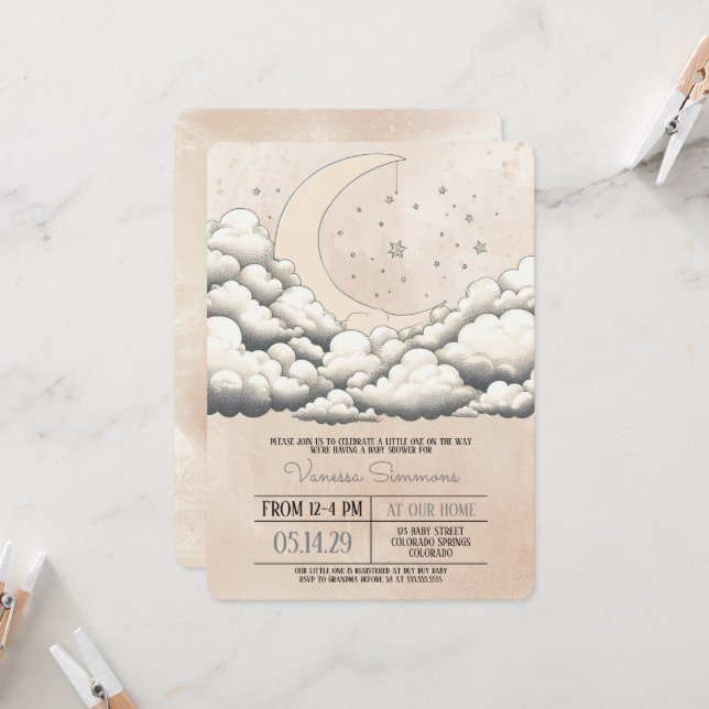 Invitación Chimenea de Luna y Estrellas (Anverso/Reverso In Situ)