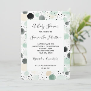 Invitación Chimenea de Mentol Negro Crema Puntos Baby Shower