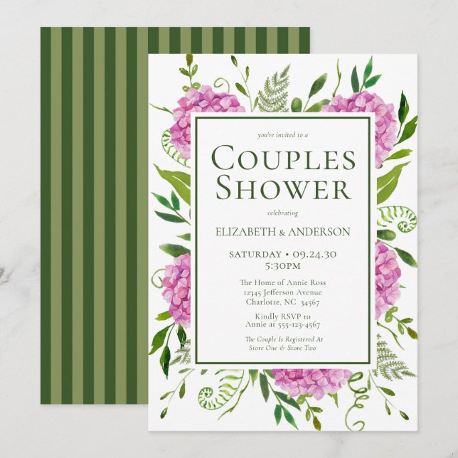 Invitación Chimenea de novios de Hortensia Rosa (Anverso / Reverso)