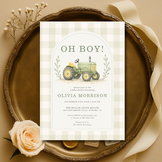 Invitación Chimenea de Tractor de Granjas para Baby Shower (Subido por el creador)