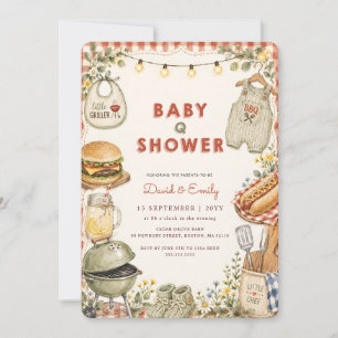 Invitación Chimenea Floral de Acuarela para el Baby Q Shower