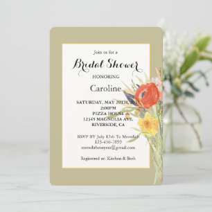 Invitación Chimenea floral de ranúnculos narcisos para ducha 