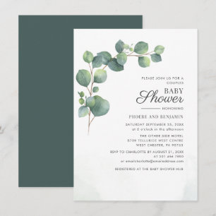 Invitación Chimenea Moderna de Eucalipto para Baby Shower de 