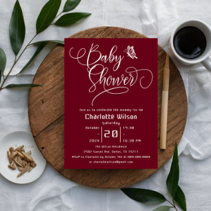 Invitación Chimenea Moderna Minimalista Burgundy Profundo Bab
