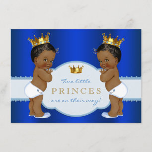 Invitación Chimenea Real Gemelos Baby Shower Afroamericano