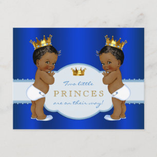 Invitación Chimenea Real Gemelos Baby Shower Afroamericano