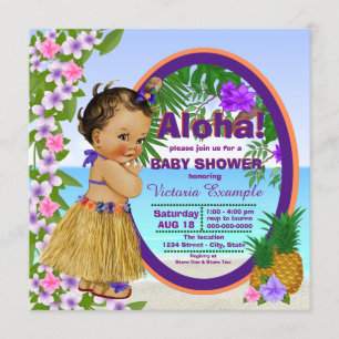 Invitación Chimenea Tropical Hawaiana de Niña Fiesta de Bebé
