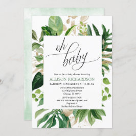 Invitación Chimenea tropical neutra de género ducha de bebé d