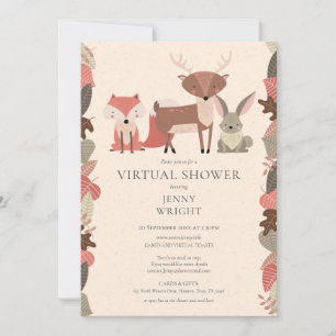 Invitación Chimenea Virtual En Línea de Animales para Baby Sh