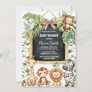 Invitación Chimpancé Safari Vegetación Baby Shower