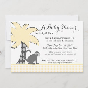 Invitación Chimpanzee and Palm Tree Baby Shower