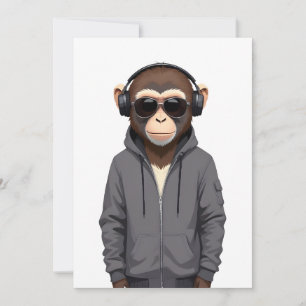Invitación Chimpanzee con el vector animal Hoodie Funny Guay
