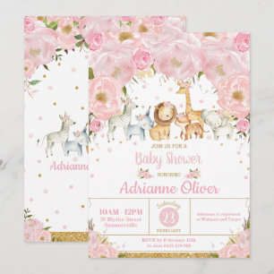 Invitación Chimuelo Baby Shower de Animales de la Jungla con 