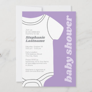 Invitación Chimuelo de Lavanda para Baby Shower de género neu