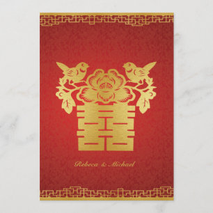 Invitación china a matrimonio de doble felicidad