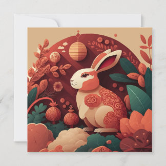 Invitación china de Año Nuevo a conejo de tonos ap